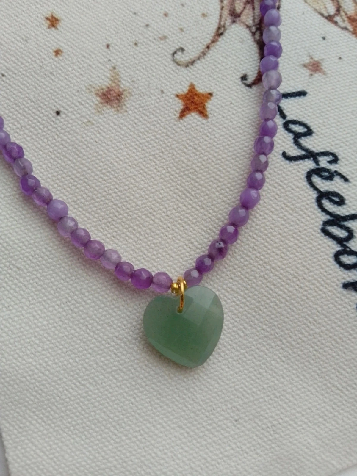 Boho necklace in green and purple natural stones – photo 2